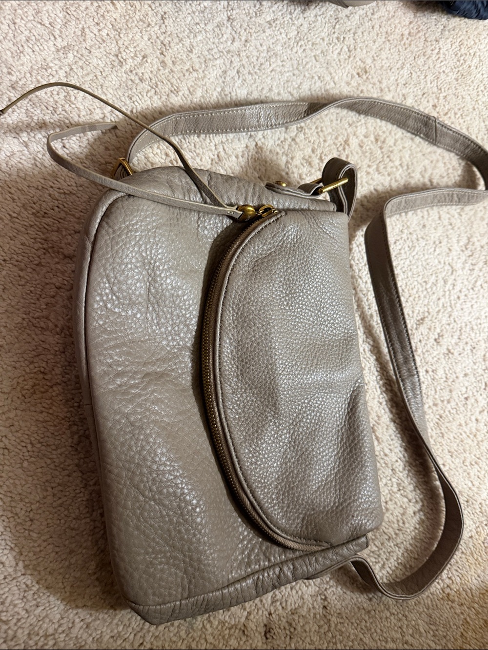 Gray Leather Crossbody Bag - Unbranded